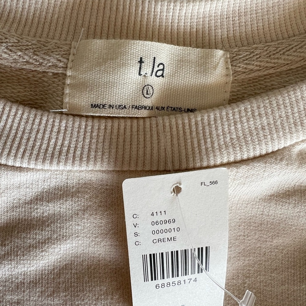 NWT Anthropologie Lobster Sleeveless Ruffle Beige Sweatshirt Size Large - Picture 6 of 6